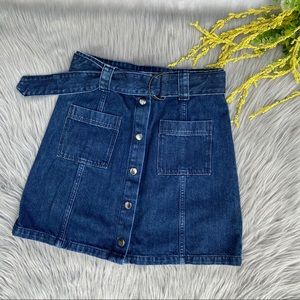 & Other Stories Denim Snap Button  Mini Skirt